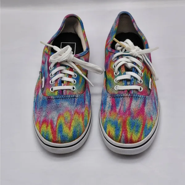 Y2K Vans Rainbow Tie-Dye Canvas Sneakers Women's 7 Skater Preppy Casual Shoes - Image 2