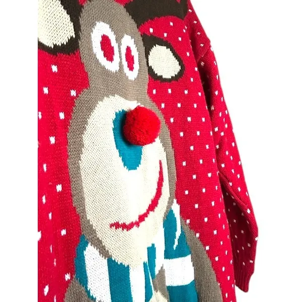 REMEL LONDON Womens Ugly Christmas Sweater L Red Reindeer Festive Party Holiday‎ - Image 8