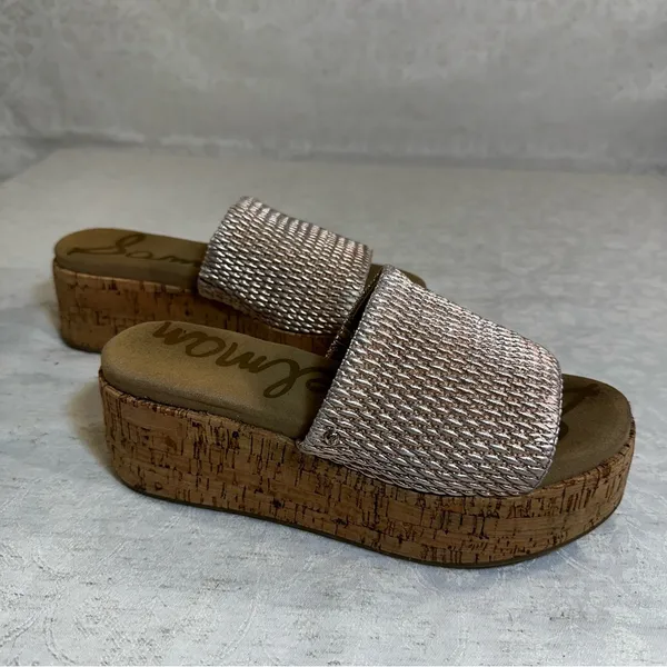 Sam Edelman Metallic Woven Wedge Sandals Size 6 - Image 6