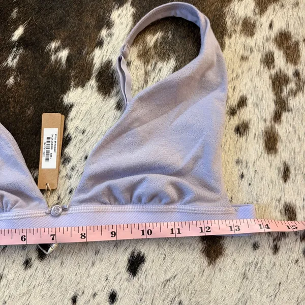 SKIMS Pointelle‎ Cotton Rib Plunge Bralette Logo Size Large NWT Lavender Purple - Image 6