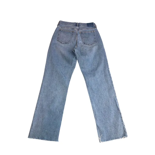 Abercrombie Fitch Jeans Size 25 or 0R Baggy Curve Love Blue Raw Hem Light Wash - Image 3