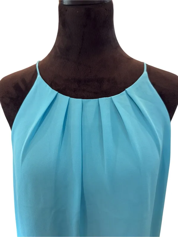 Violet +‎ Claire M Teal Sleeveless Pleated Blouse Minimalist Professional Tank - Image 3
