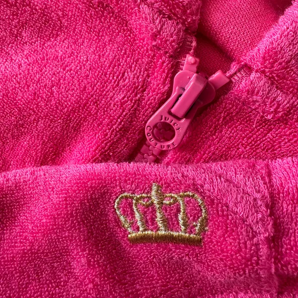 2000s Juicy Couture Black Label Robertson Tourist Pink Terry Hoodie NWT S - Image 14