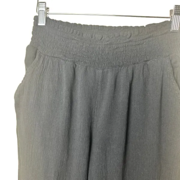AERIE American Eagle Gauze Wide Leg Beach Pants w Side Slit Size XS Black - Image 3