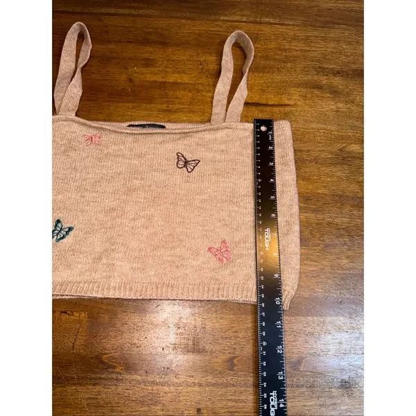 WITTY FOX ‎ Cropped Butterfly Tank Top Tan Size XL - Image 5