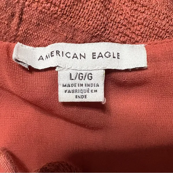 American Eagle AE Puff Sleeve Babydoll Mini Dress Large Women’s Burnt Orange - Image 4