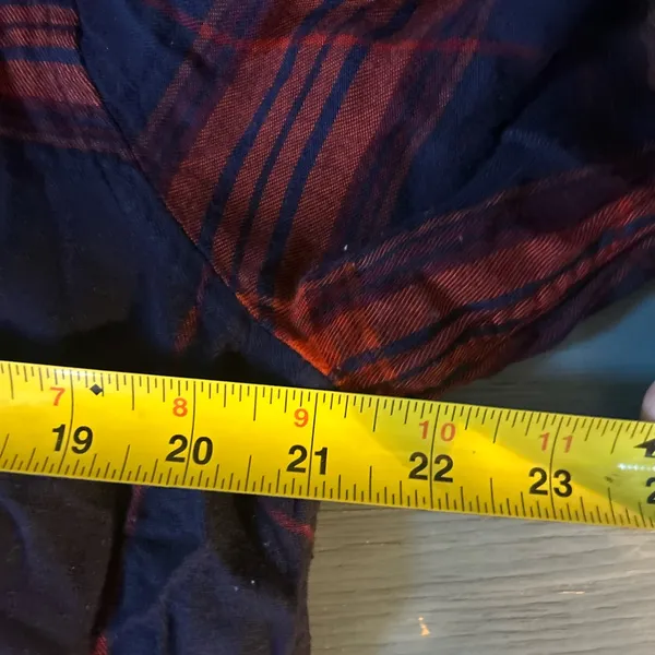 Mossimo Supply Co. Navy and Orange Plaid Shirt | Large - Image 5