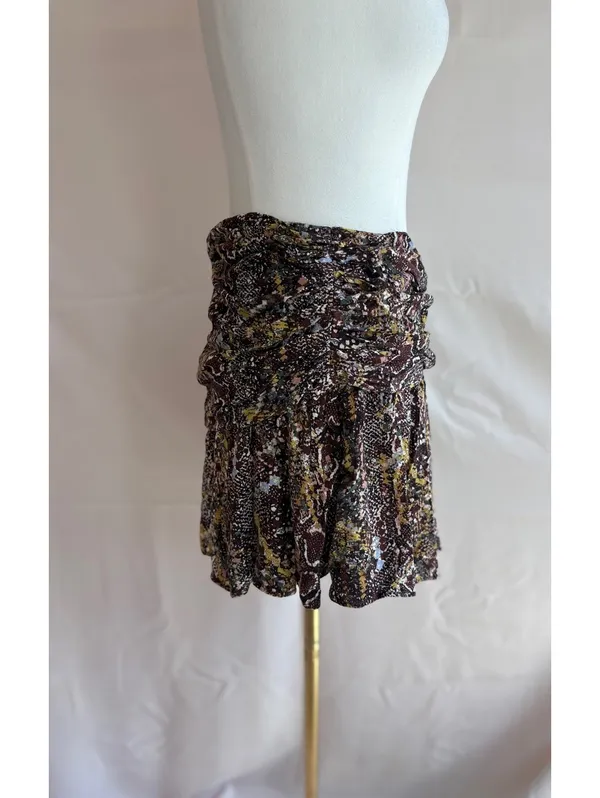 Free People Women's Size 8 Brown Multi-Color Snake Print Mini Skirt with Drawn-W - Image 5