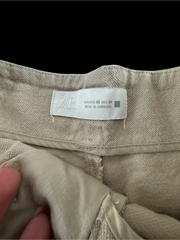 Zara Light Tan  Cropped Tapered Pants - Image 3