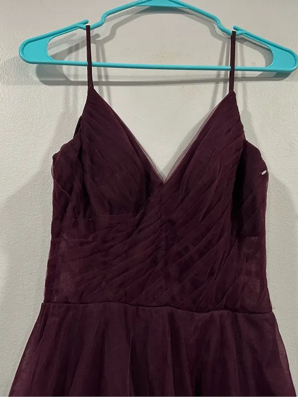 La FEMME 30334 Corset Sheer Bodice Tulle A-Line Gown In Dark Berry 4 FLAW - Image 4