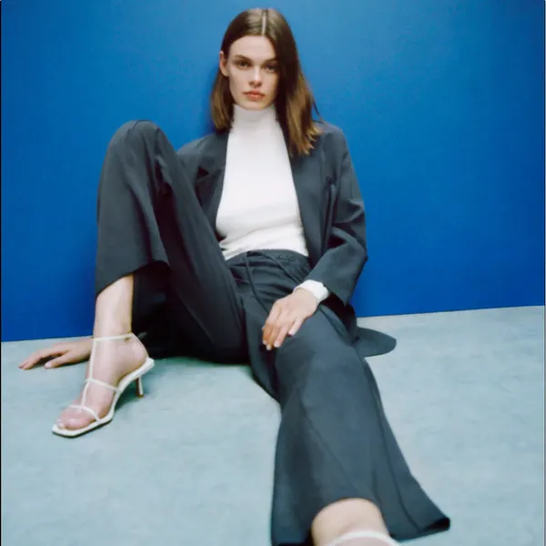 Zara OVERSIZED FLOWY BLAZER NAVY BLUE NEW - Image 3