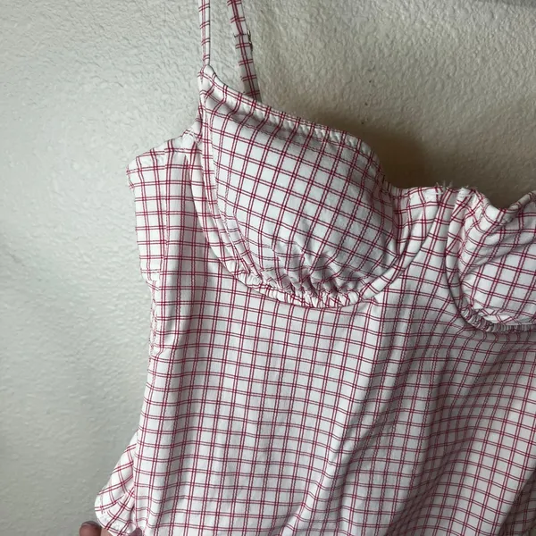Solid & Striped Gingham High Leg Cheeky Balconette One piece Swimsuit NEW MEDIUM - Image 3