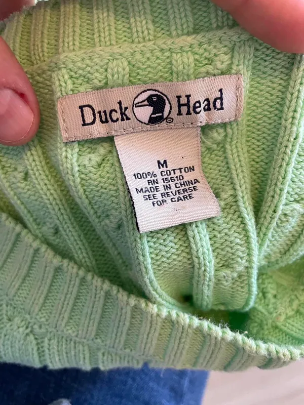 Mint green cable knit sweater size M by Duck Head - Image 6