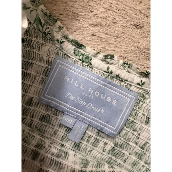 Hill House NAIA Nap Dress White Green Floral Size XXS - Image 4