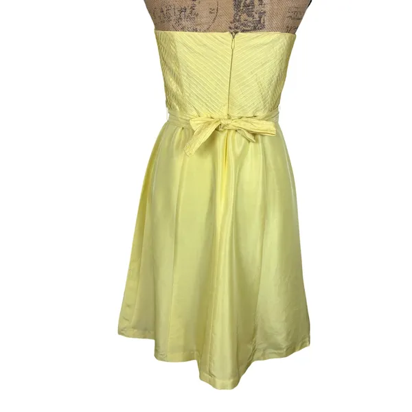 Vintage Donna Ricco Strapless Cocktail Dress‎ 100% Silk Butter Yellow 6P Petite - Image 4