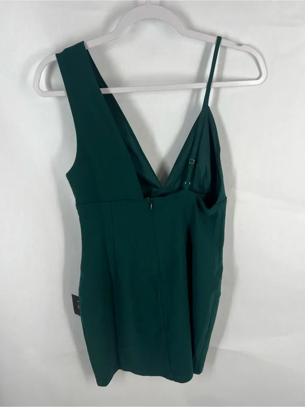 Lulus Emerald Green Asymmetrical Strap Bodycon Mini Dress Size S NWT - Image 6