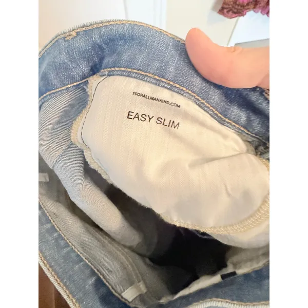 7 For All Mankind Easy Slim‎ Jeans Womens 27 Light Blue Floral High Rise - Image 8