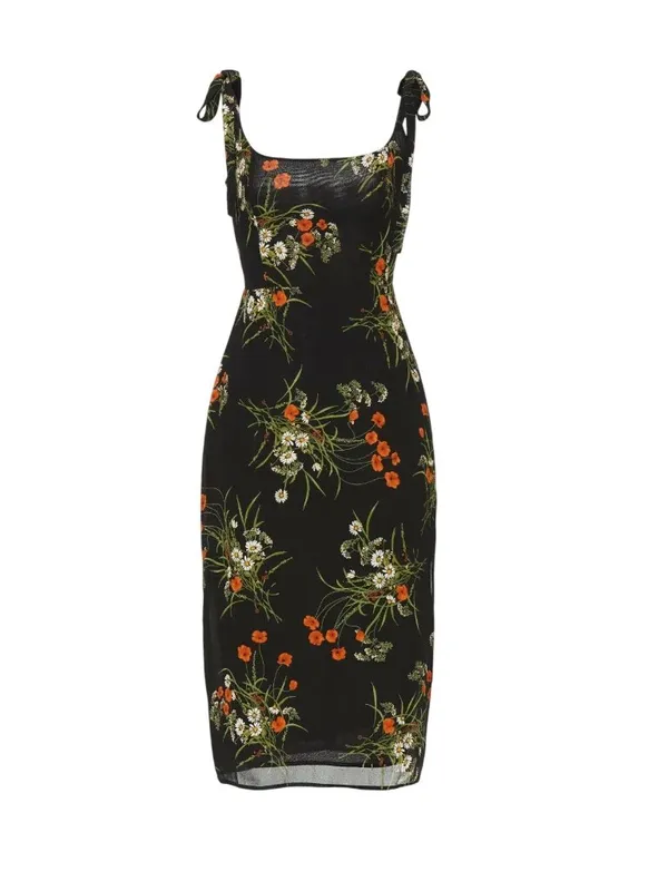 Reformation Besse Dress in Black Floral 6 Womens Midi - Image 11