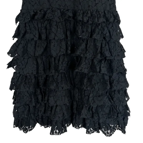 Guess Lace Tiered Ruffle Mini Dress Witchy Black V-Neck Whimsigoth Witchy Size S - Image 4