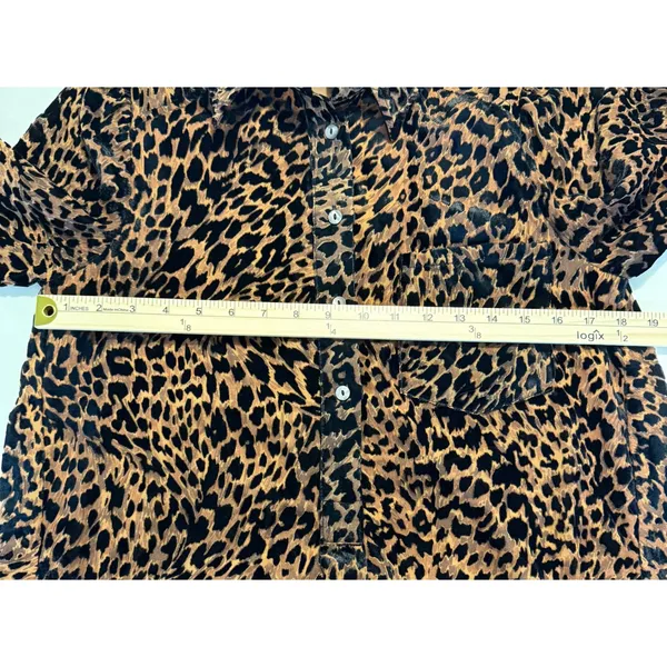 Tuckernuck Leopard Print Burnout Ruffle‎ Hem Shirt Dress XS Brown - Image 5