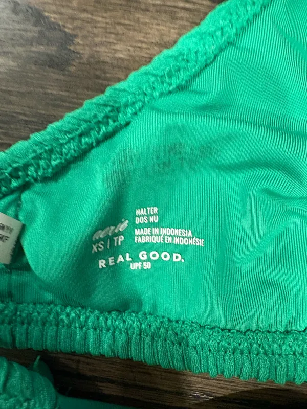 Aerie Ribbed Green Bikini Top & Bottom Halter - Image 3
