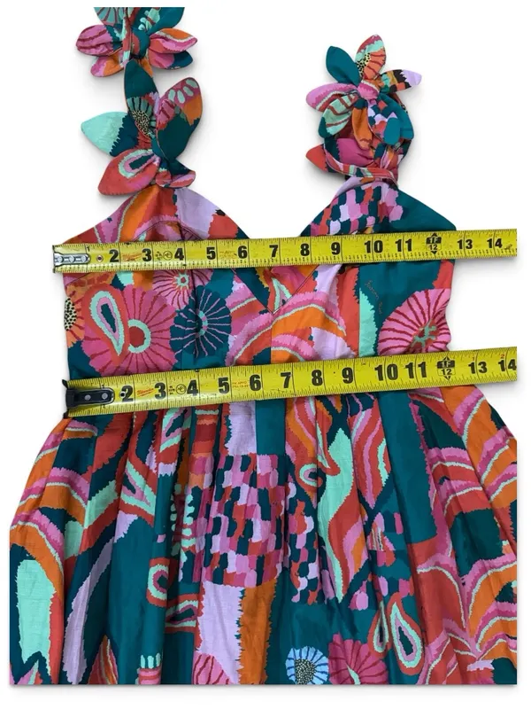Farm Rio x Anthropologie Pleated Tropical Palm Midi Dress Size XXSmall - Image 16