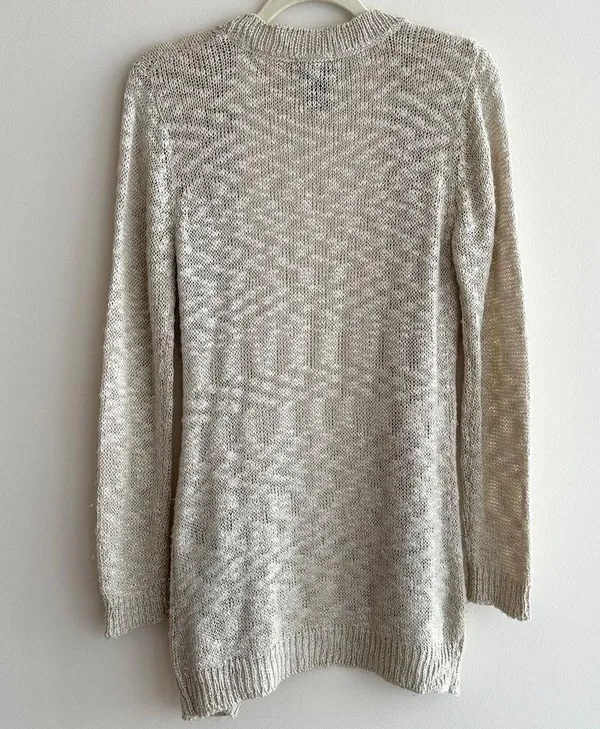 Wet Seal Open Front Long Knit Cardigan, Tan, Size Medium - Image 12