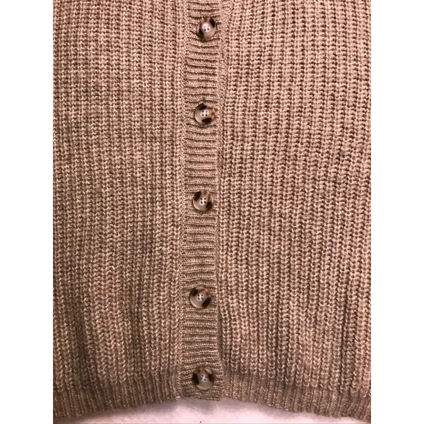 Zenana Womens 3X Oversized Cardigan Sweater‎ Tan Ribbed Knit Lantern Sleeve - Image 5