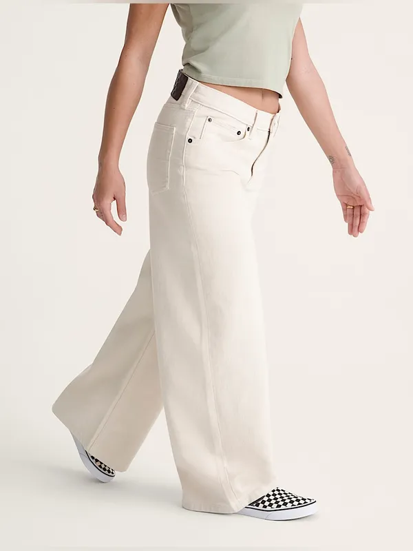 NWT VANS Check-5 Low Rise Extra Baggy Jeans In Ecru SZ-30 - Image 4