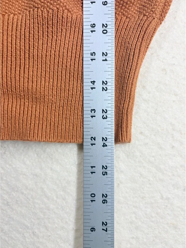 Sweater S Orange Navy Striped Mock Neck Knit Long Sleeve Pullover - Image 4