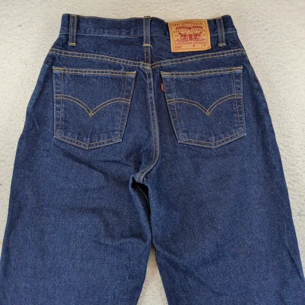Vintage Y2K Levis 550 Relaxed Fit Tapered Leg High Rise Dark Wash Made in USA 6 - Image 5