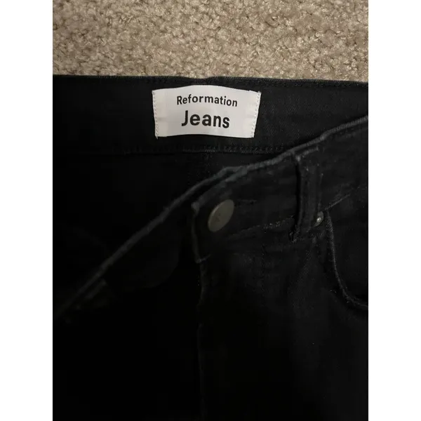 REFORMATION Jeans Faded Black Destroyed Skinny Jeans High Rise Size 25 - Image 7