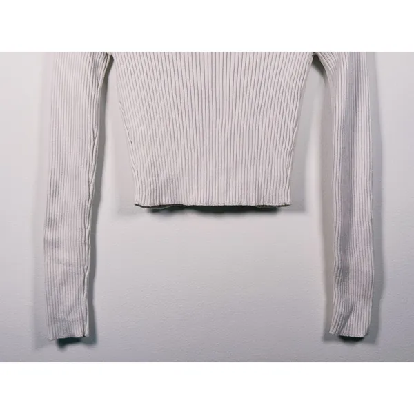 Abercrombie & Fitch Ribbed Cardigan Pearl Button S Ivory Preppy Old Money Y2K - Image 9