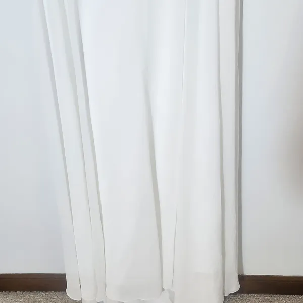 Lulus White Chiffon Wedding Dress with Faux Wrap Style NWT Size Medium - Image 6