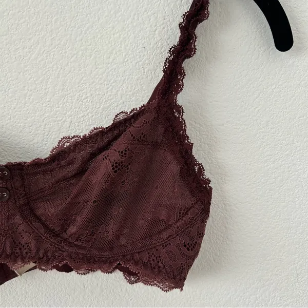 Aerie Dark Red Brown Sheer Lace Bra - Image 3