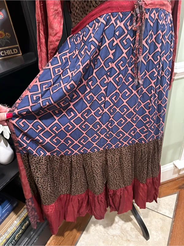 Sacred Threads Bohemian Mixed‑Print Long‑Sleeve Midi Dress – NWT – Size L/XL - Image 3