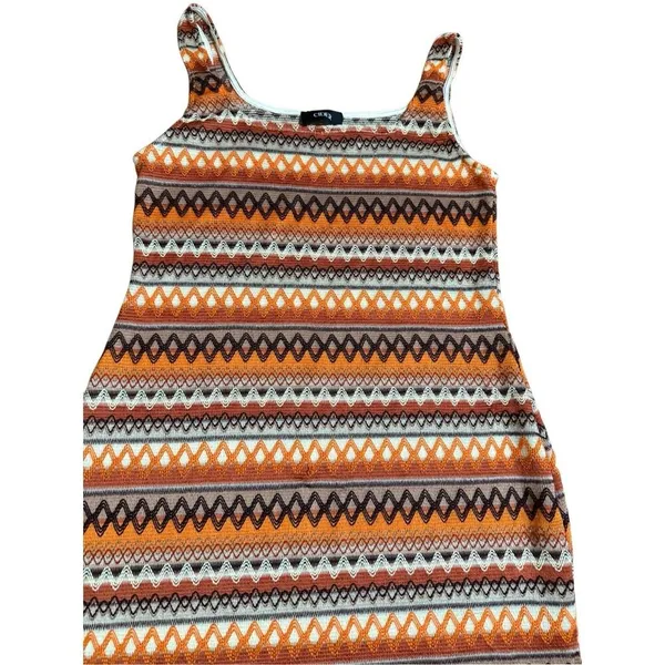 Cider Womens Bright Orange Multicolor Sweater‎ Bodycon Midi Dress Sz 1X - Image 4