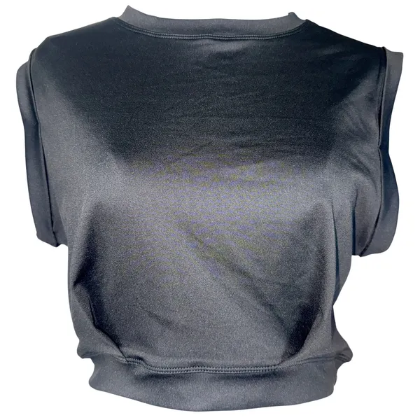NEW Halara Black Cropped Short Sleeve Crop Top Blouse Muscle Tee Top Womens Sz M - Image 2