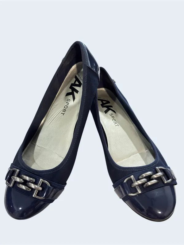 Anne Klein AK Sport Navy Ballet Flats Chain Accent Women’s Size 10M - Image 5