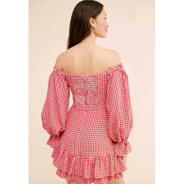 Maeve Anthropologie Bare Frill Mini Dress Red White 0P Petite - Image 2