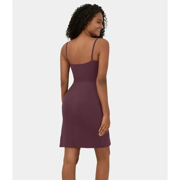 Halara Spaghetti Strap Square Neck Corset Bodycon Midi Casual Dress Purple XS - Image 3