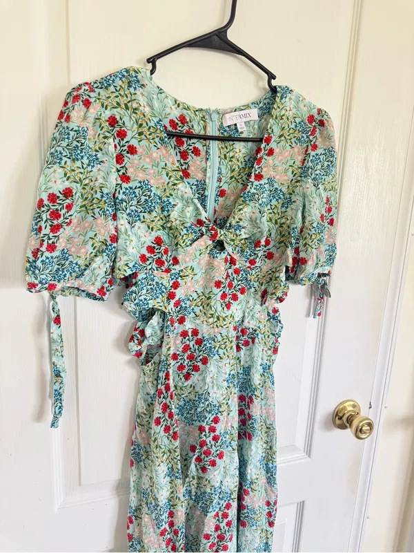 Intermix Ness Silk Floral Cutout midi Dress - Image 8