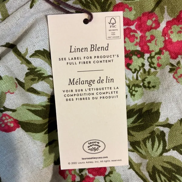 Laura Ashley Linen Blend‎ Floral Shift Dress Scalloped Hem Pink Green M - Image 5