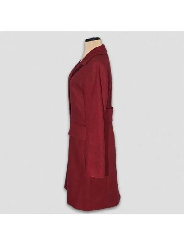 Banana Republic Wool Blend Pea Coat Red Burgundy Extra Small - Image 4