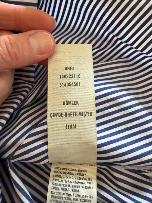 Abercrombie & Fitch Y2K Blue Striped Fitted Button Down Shirt M - Image 9