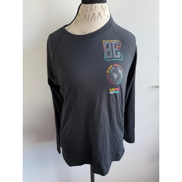 Under Armour BE Black Liberation Worldwide LS‎ T Shirt Top Medium - Image 2