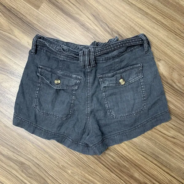American Eagle Size 4 Shorts Linen Blend High Rise Tie Waist Gray Utility Boho - Image 12