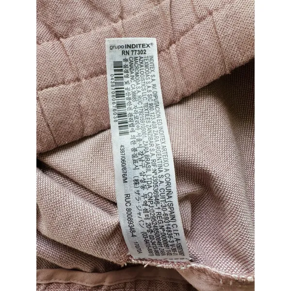 Zara Cotton Blend Cropped Pants Size M Cuffed Wide Hem Ankle Dusty Pink Coastal‎ - Image 9