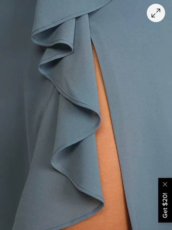 Lulu's Dusty Blue One-Shoulder Ruffle Evening Gown - Image 4