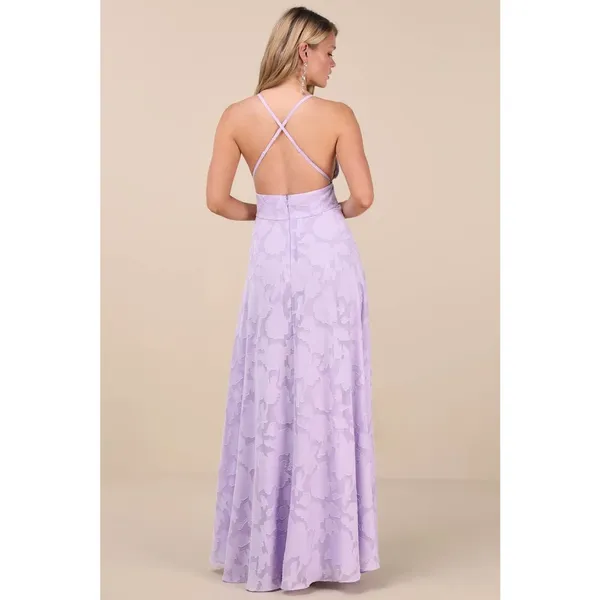 NWT Lulus Let There Be Romance Lavender Burnout Floral Maxi Dress Gala Size M - Image 3
